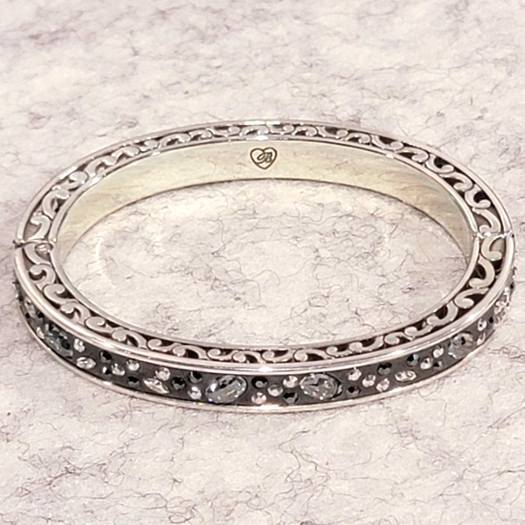 RARE RETIRED BRIGHTON ENDLESS LOVE MULTICOLORED SMOKEY GREY CRYSTALS BANGLE - Picture 6 of 9